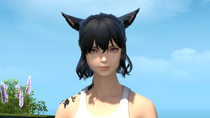 【FF14】ヘアカタログ:ハーフアップボブ（メッシュ入り）